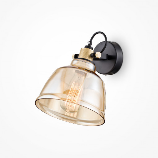 Aplica Irving 1xE27 metal/sticla negru/amber Maytoni