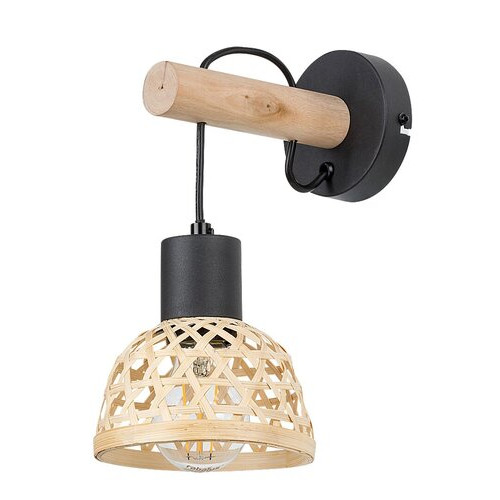 Aplica Rattan 1xE27 metal/lemn/ratan negru/natur Rabalux