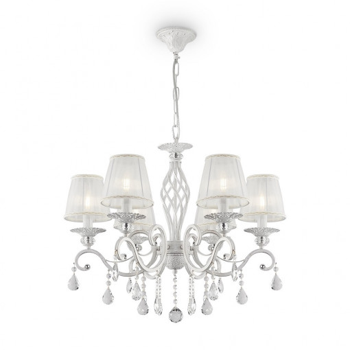 Candelabru Grace metal textil cristal alb auriu Maytoni
