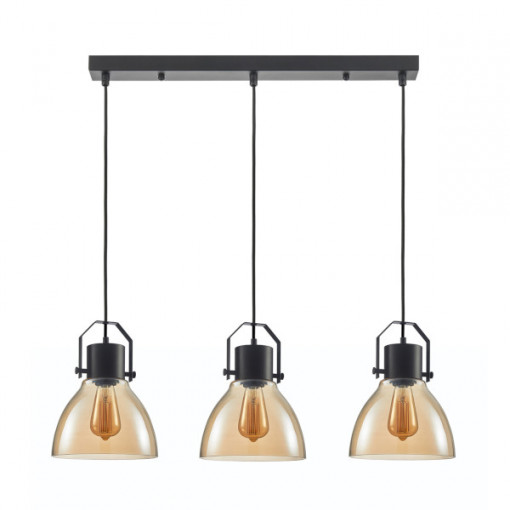 Lustra Darlena 3xE27 metal/sticla negru/transparent Italux