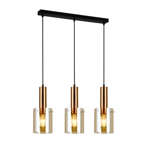 Lustra Sardo 3xE27 metal/sticla alama/transparent Italux