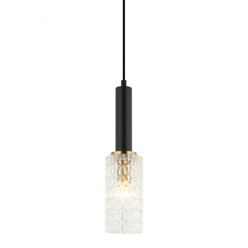 Pendul Perola 1xE14 metal/sticla negru/auriu Italux