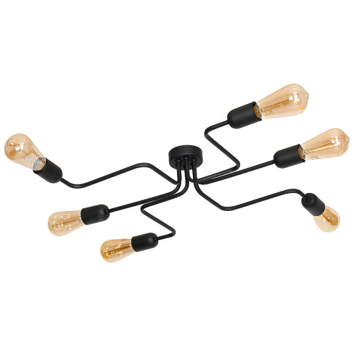 Plafoniera Rolf K2 6xE27 metal negru Aldex