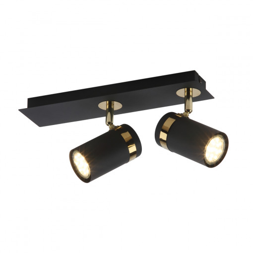 Spot bara Verano 2xGU10 metal negru mat/auriu/crom Italux