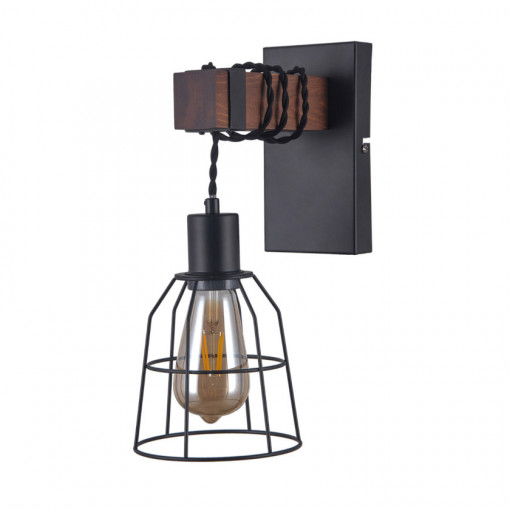 Aplica Reda 1xE27 metal/lemn negru mat Italux