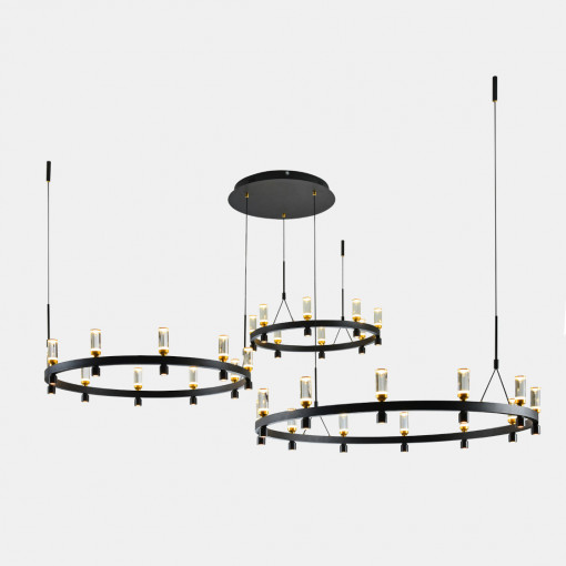 Lustra Almelo LED 137.6W 5347 lumeni metal/acril negru/auriu Italux