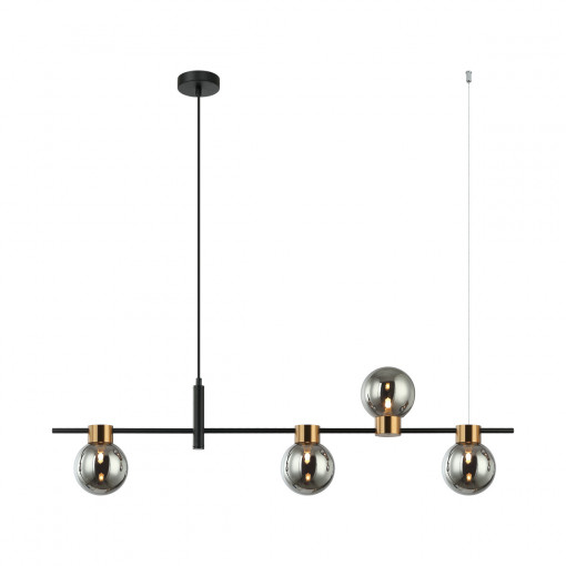 Lustra Bletter 4xG9 metal/sticla negru/fumuriu Italux