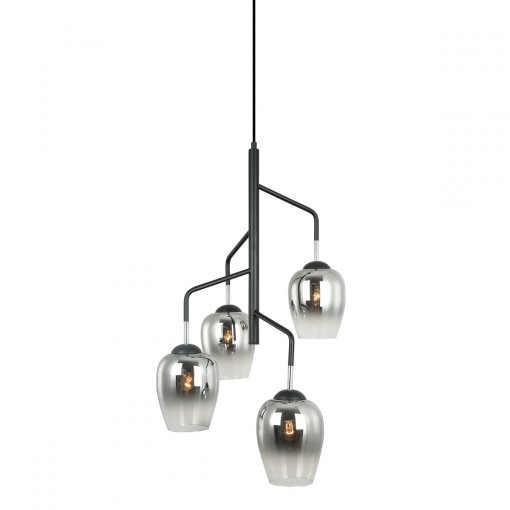 Lustra Lesla 4xE27 metal/sticla crom/negru Italux