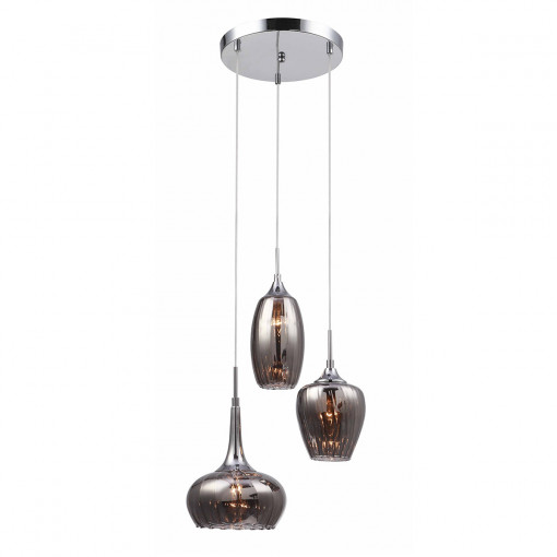 Lustra Marano 3xE14 metal/sticla crom/fumuriu Italux