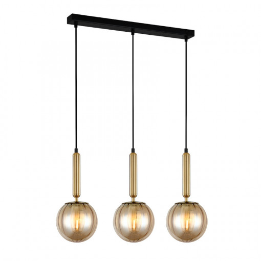 Lustra Ravena 3xE27 metal/sticla chihlimbar Italux