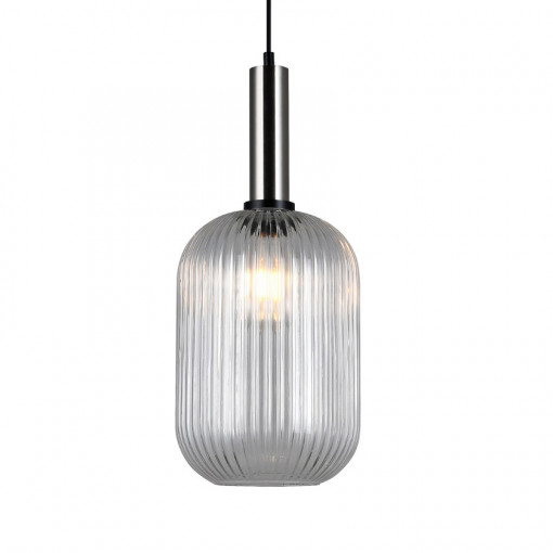 Pendul Antiola 1xE27 metal/sticla nichel satinat/transparent Italux