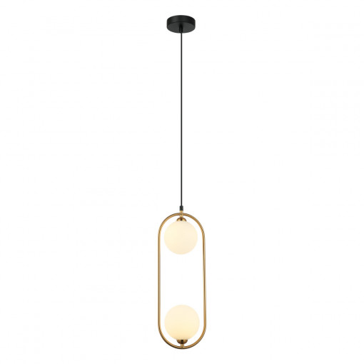 Pendul Lupus 2xG9 metal/sticla bronz antichizat/alb Italux
