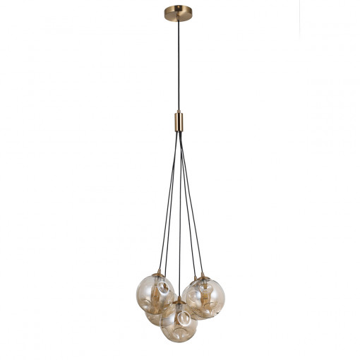 Pendul Perlos 5xG9 metal/sticla auriu Italux