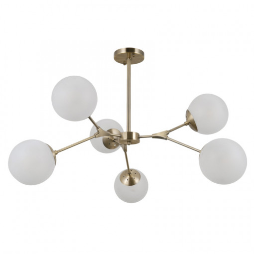 Plafoniera Annes 6xE14 metal/sticla bronz antichizat/alb Italux
