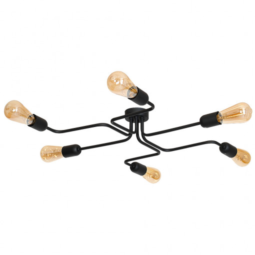 Plafoniera Rolf K1 6xE27 metal negru Aldex