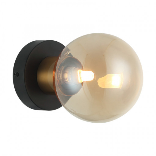 Aplica Bletter 1xG9 metal/sticla negru/chihlimbar Italux