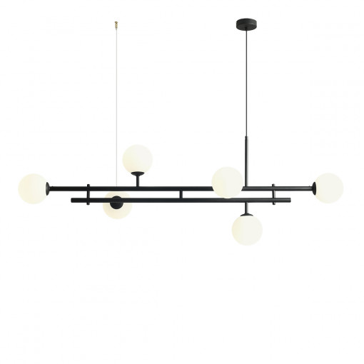 Candelabru Harmony 6xE14 metal/sticla negru Aldex