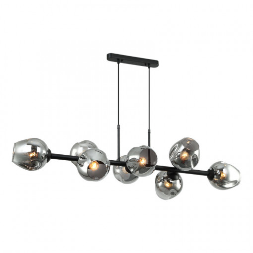 Lustra Borgo 8xE27 metal/sticla negru/fumuriu Italux