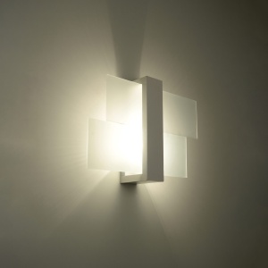 Aplica Feniks 1xE27 lemn/sticla alb rectangular - Img 3