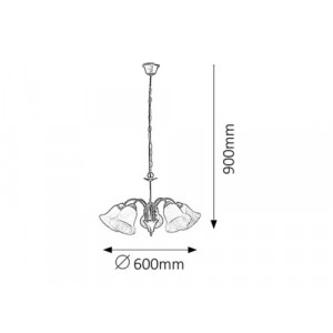 Candelabru Francesca 5xE14 metal/sticla nichel/alb Rabalux
