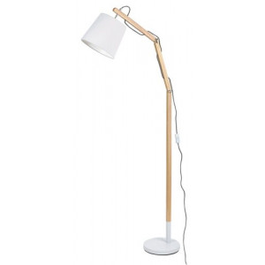 Lampadar Thomas 1xE27 metal/lemn/textil alb Rabalux