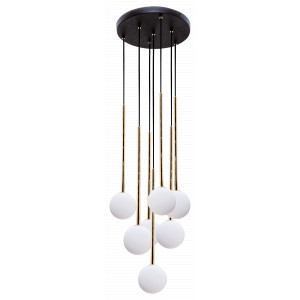 Lustra Ali 7xG9 metal/sticla negru/auriu Zuma Line