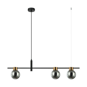 Lustra Bletter 3xG9 metal/sticla negru/fumuriu Italux