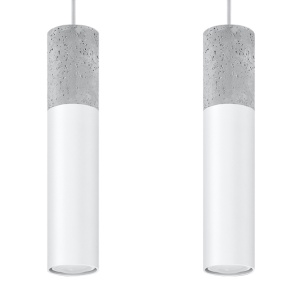 Lustra Borgio 2xGU10 metal/ciment alb/gri tubular