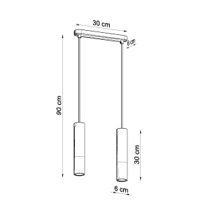 Lustra Borgio 2xGU10 metal/ciment negru/gri tubular - Img 4