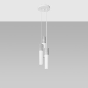 Lustra Borgio 3xGU10 metal/ciment alb/gri tubular - Img 2