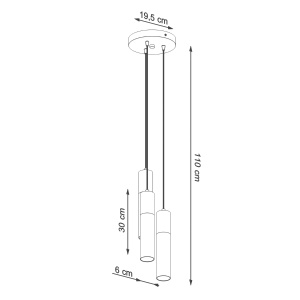 Lustra Borgio 3xGU10 metal/ciment negru/gri tubular - Img 4