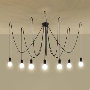 Lustra Edison 7xE27 textil/metal negru - Img 3