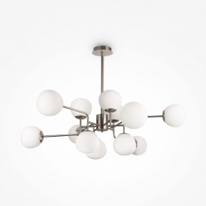 Lustra Erich 12xE14 metal/sticla nichel/alb Maytoni