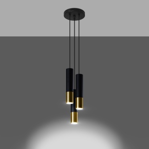Lustra Loopez 3P 3xGU10 metal negru/auriu tubular - Img 3