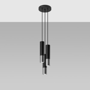 Lustra Loopez 3P 3xGU10 metal negru/crom tubular - Img 2