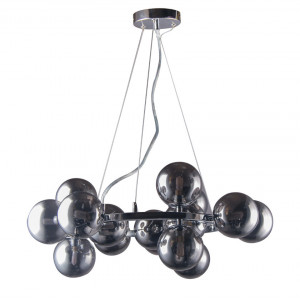 Lustra Marbelio 15xG9 metal/sticla crom/fumuriu Italux