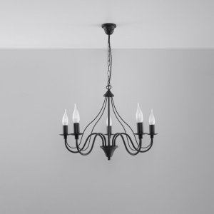 Lustra Minerwa 5xE14 metal negru - Img 2