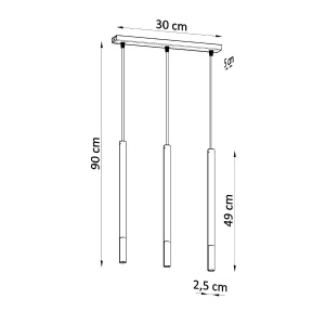 Lustra Mozaica 3L 3xG9 metal negru/auriu tubular - Img 4