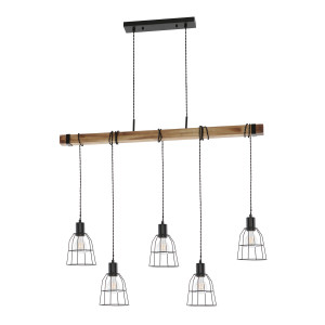 Lustra Ponte 5xE27 metal/lemn negru Italux