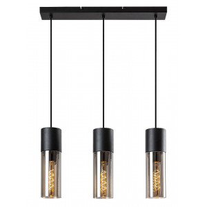 Lustra Ronno 3xE27 metal/sticla negru/fumuriu Rabalux