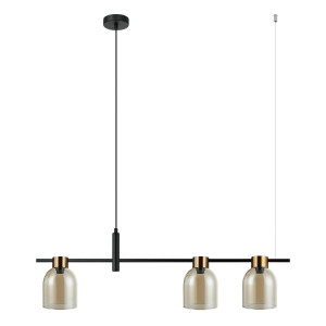 Lustra Servio 3xE14 metal/sticla negru/transparent Italux