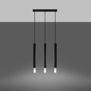 Lustra Wezyr 3xG9 metal/sticla negru tubular - Img 3