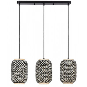 Pendul Adalla 3xE27 metal/ratan negru/multicolor Rabalux