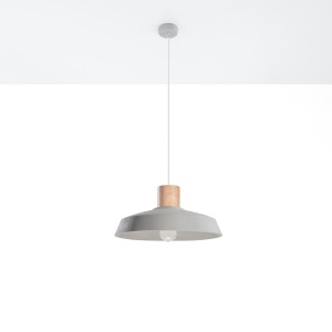 Pendul Afra 1xE27 ciment/lemn gri semicircular - Img 2