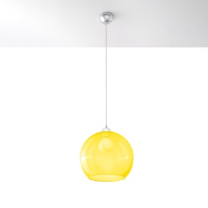 Pendul Ball 1xE27 metal/sticla galben rotund - Img 2
