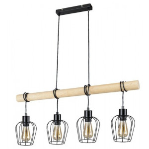 Pendul Fabian 4xE27 metal/lemn negru Rabalux