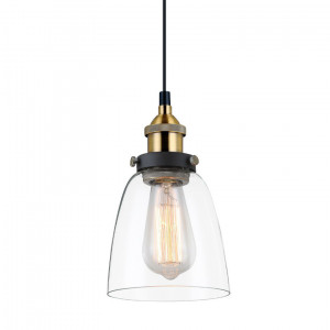 Pendul Francis 1xE27 metal/sticla negru/auriu Italux