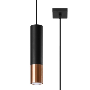 Pendul Loopez 1xGU10 metal negru/cupru tubular