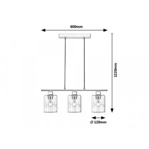 Pendul Miroslaw 3xE27 metal/sticla negru/transparent Rabalux