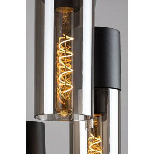Pendul Ronno 4xE27 metal/sticla negru/fumuriu Rabalux